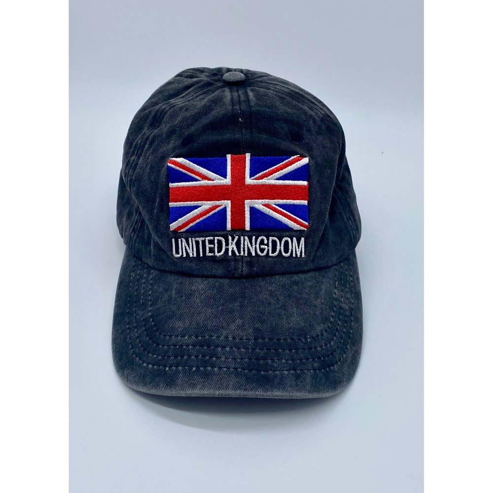 United Kingdom Union Jack Flag Baseball Cap Washed Black Cotton Dad Hat UK Flag